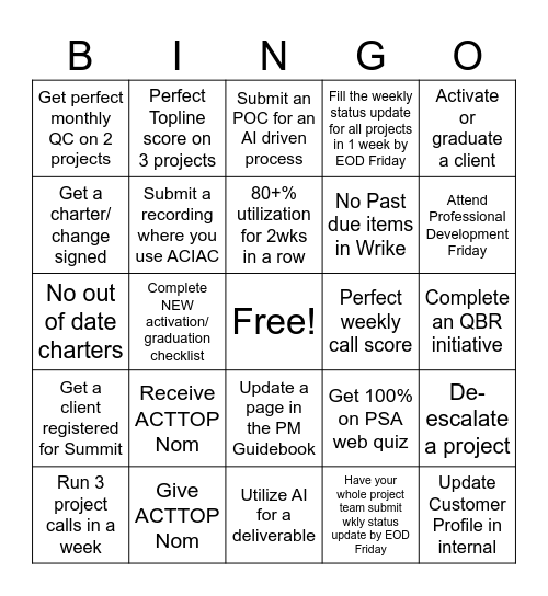 PM May Contest Bingo Card