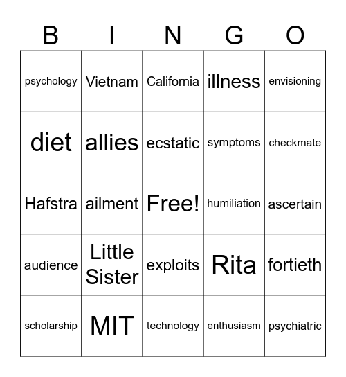 About Russell Bingo Card