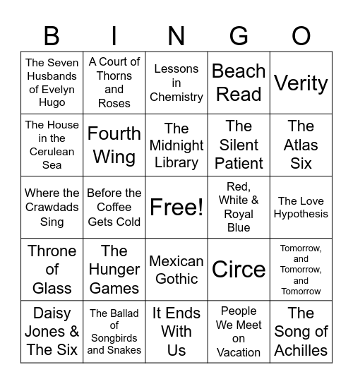 Book Bingo Card