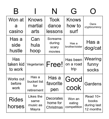 Mayra's Transition. Part II Bingo Card