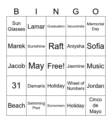 May Bingo Card