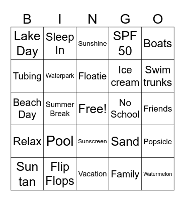 Summer Bingo Card