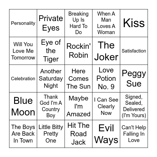 Music Bingo! Bingo Card