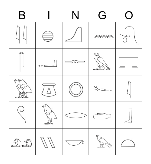Hieroglyphen Bingo Card