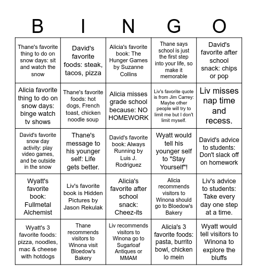 Senior Celebration Bingo Card