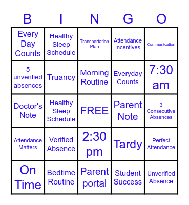 FLE Attendance Bingo Card