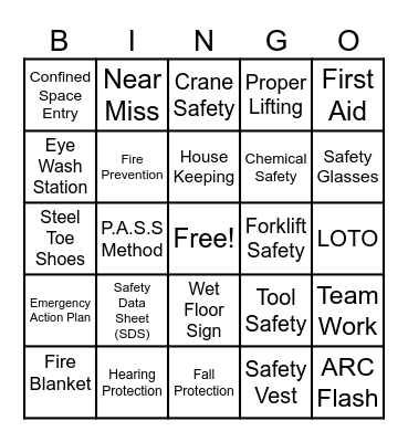 GRB IM Safety Bingo Card