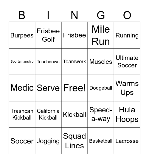 PE BINGO Card