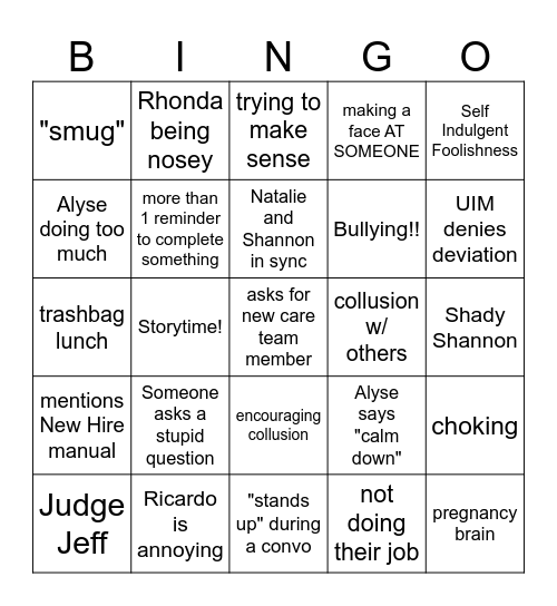 Office Bingo Card