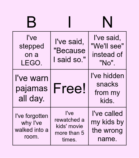 Mother's Day Bingo Card