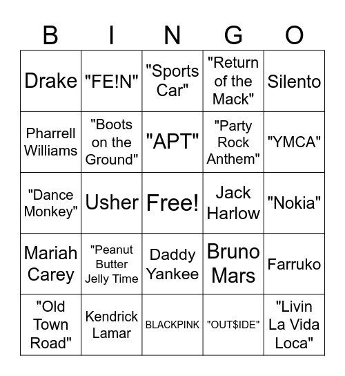 EN Hip Hop Bingo Card