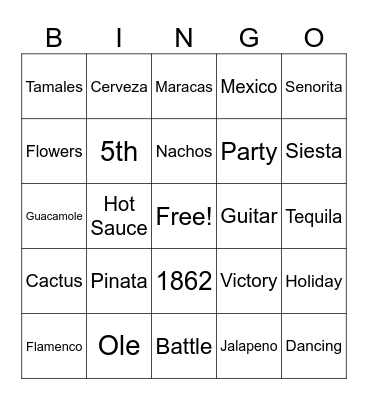 Cinco de Bingo Card