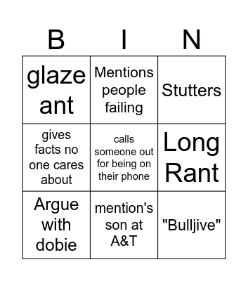 Mr. Walker Bingo Card