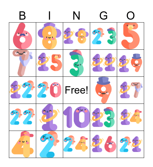die Zahlen Bingo Card