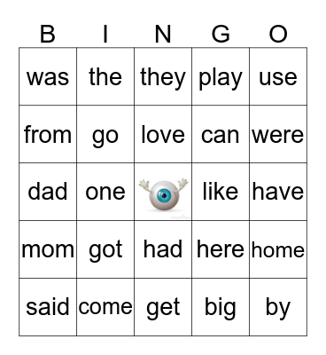 MRS. SIMS' EYEBALL BINGO! Bingo Card