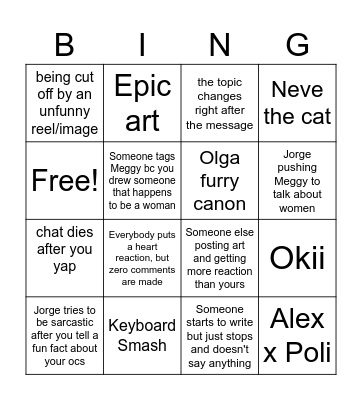 Miigram bingo Card
