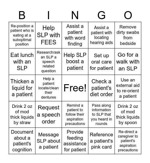 SLP Month Bingo Card