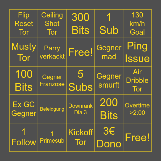 Rocket Leauge Bingo Card