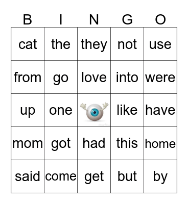 MRS. SIMS' EYEBALL BINGO! Bingo Card