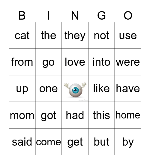 MRS. SIMS' EYEBALL BINGO! Bingo Card