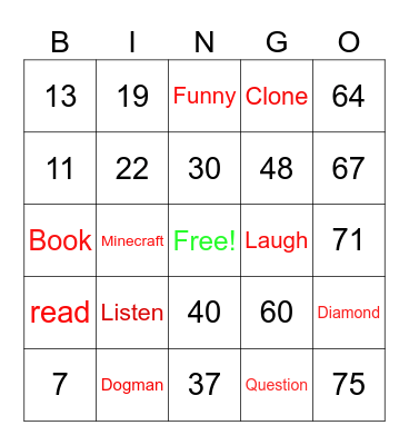 Book Club Discussion Bingo Card