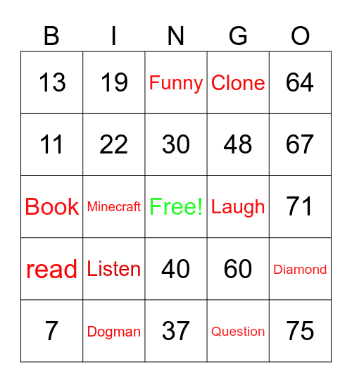 Book Club Discussion Bingo Card