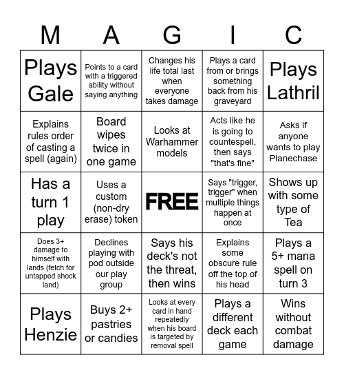 Ryan Magic Bingo Card Bingo Card
