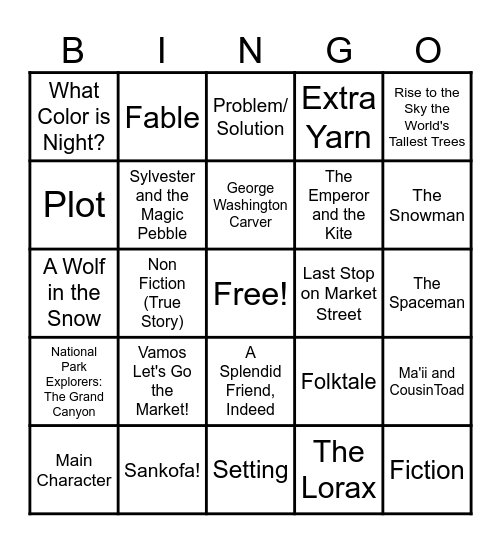 Book Bingo! Bingo Card