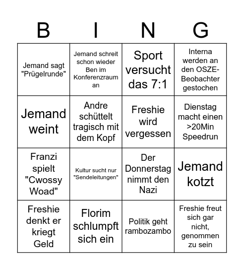 Verteilungsprügelrundenfest Bingo Card