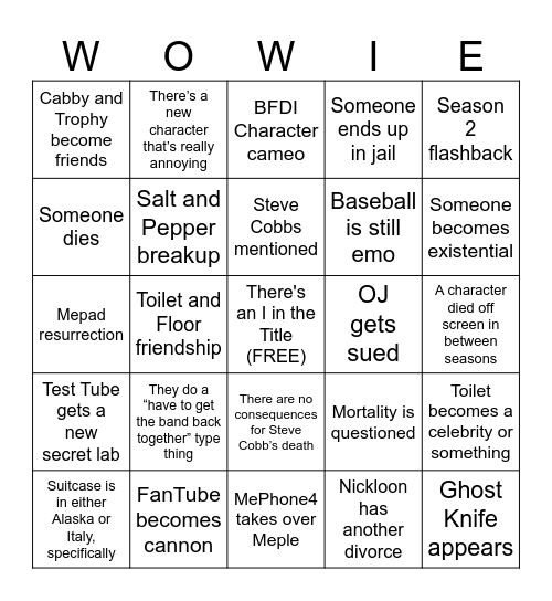 II SEASON 4 BINGO 2 Bingo Card