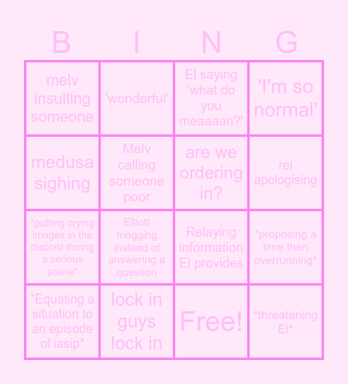 God Chosen Bingo Card