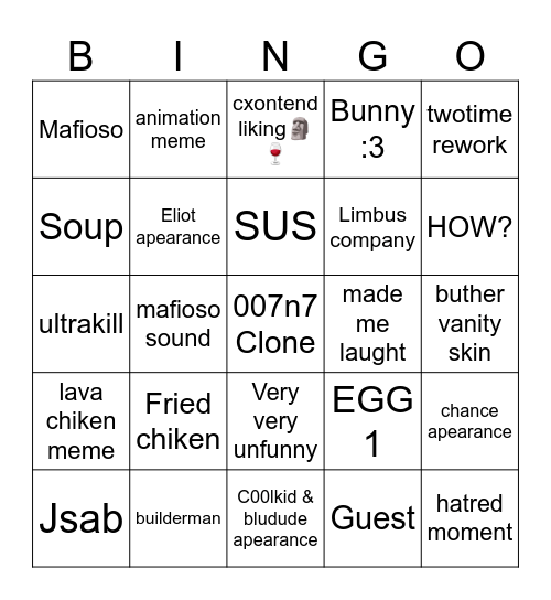 Forsaken memes Bingo Card