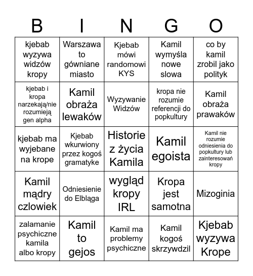 Kpina Bingo Card