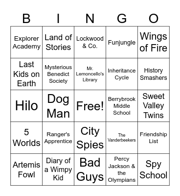 Series Book Bingo Card