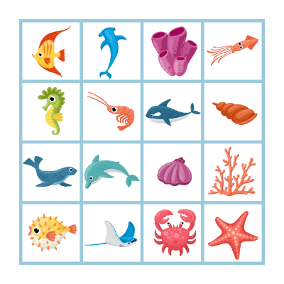Bingo des animaux marins Bingo Card
