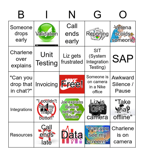 Nike SP Project Bingo Card