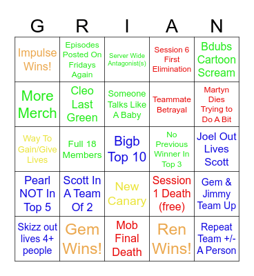 The ULTIMATE MEGA ULTRA AWESOME Life Series Bingo Card