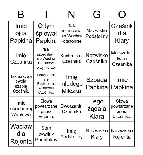ZEMSTA Bingo Card