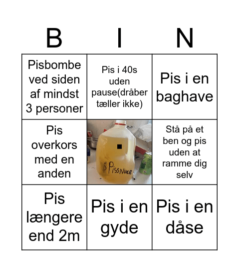 Pis bingo Card