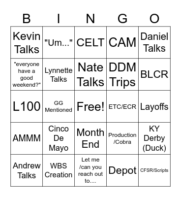 Staff 5-5-2025 Bingo Card