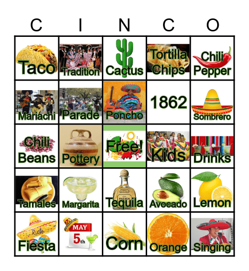 Cinco de Mayo Bingo Card