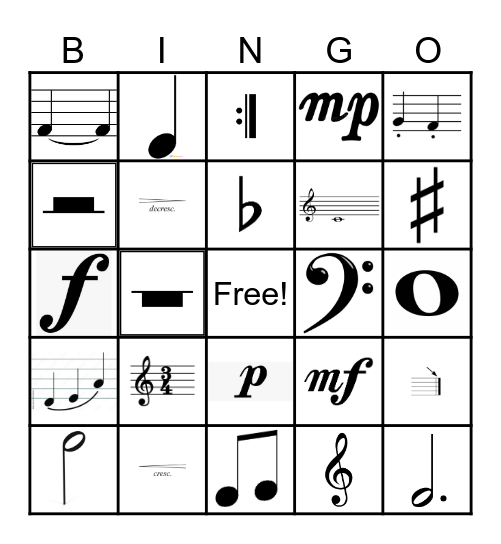 Music Bingo Card