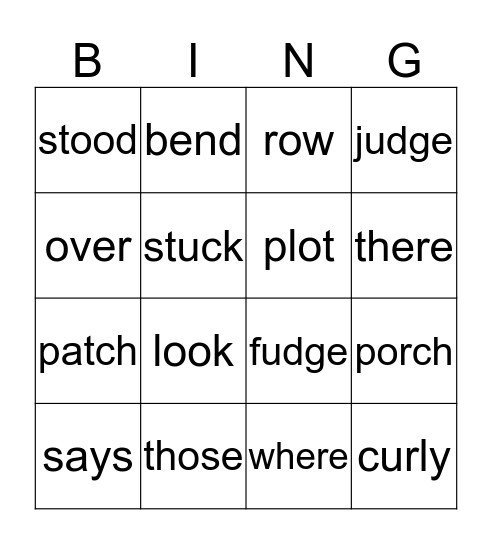 2ND Bingo Card