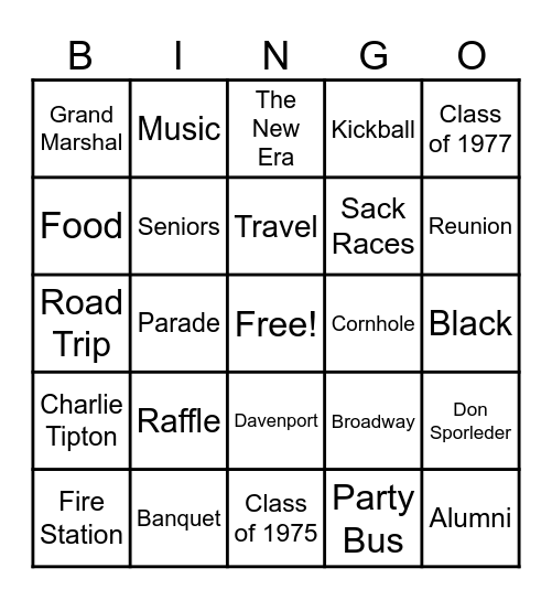 Davenport Alumni Bingo Card