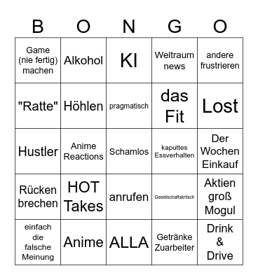 MATTY BINGOBOINGO Bingo Card