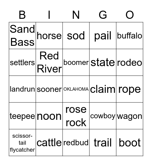 Oklahoma Bingo Card