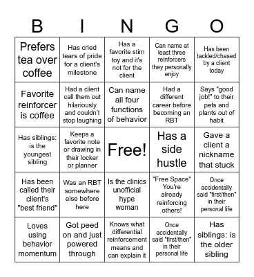Training Wheels ABA Bingo Card