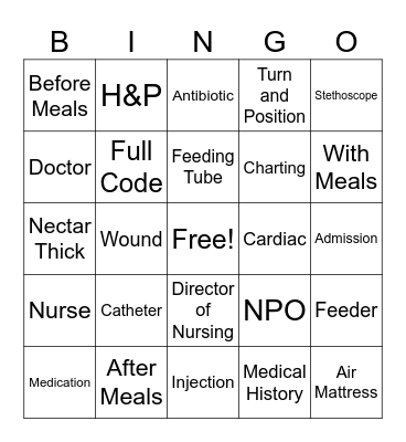 Nurses' Week Bingo Card