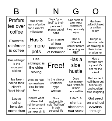 Dripping Springs ABA Bingo Card