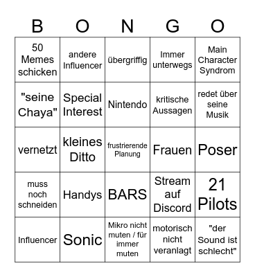 GRANT BINGOBOINGO Bingo Card